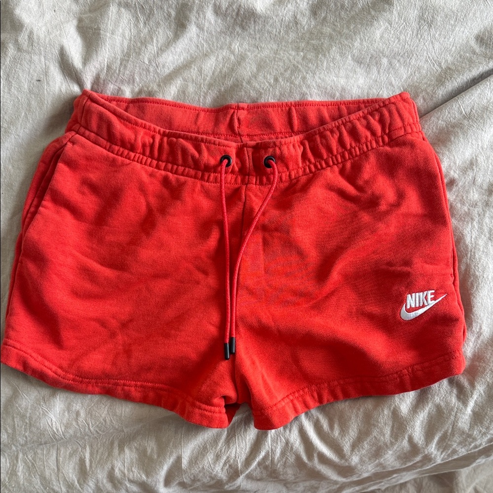 Nike Women's Red-Orange Drawstring Athletic Shorts